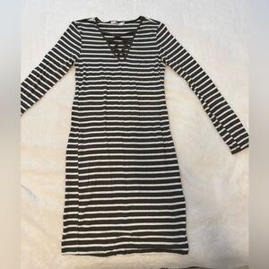 Striped Black and White Long Sleeve Dress